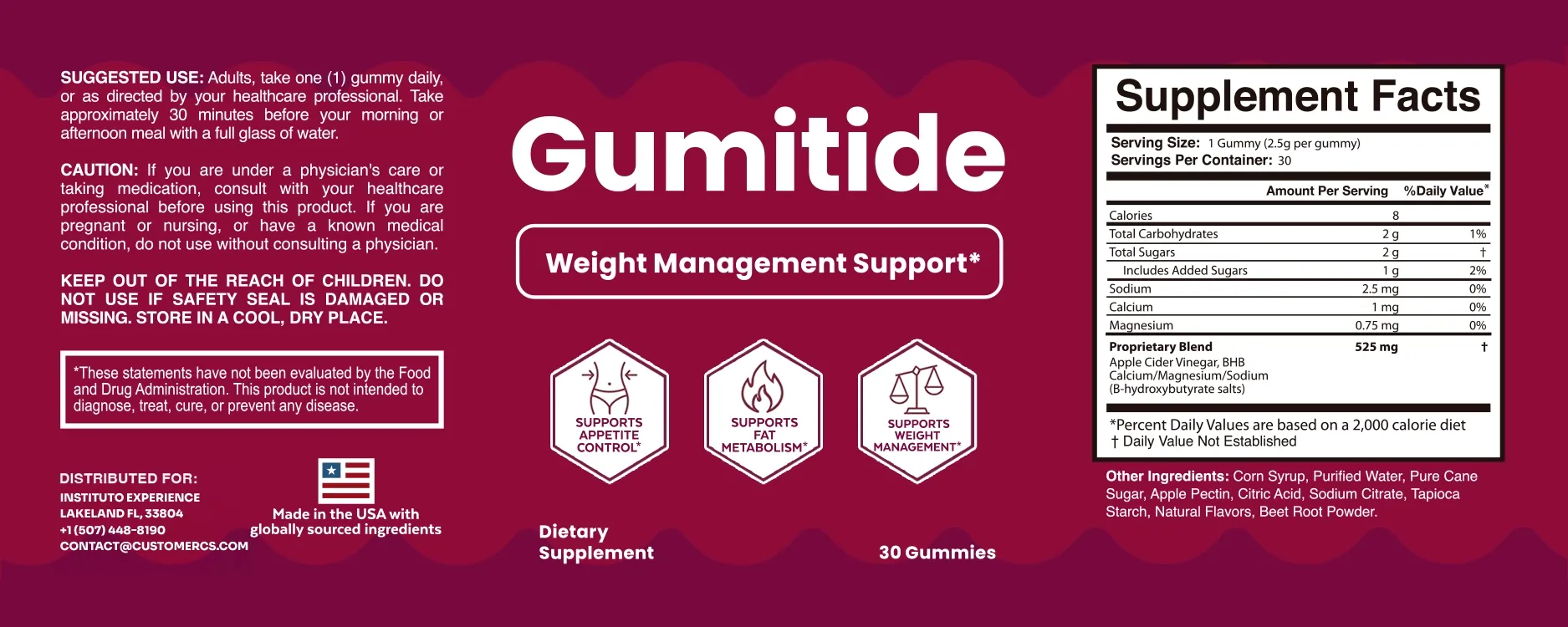 Gumitide Supplement Facts